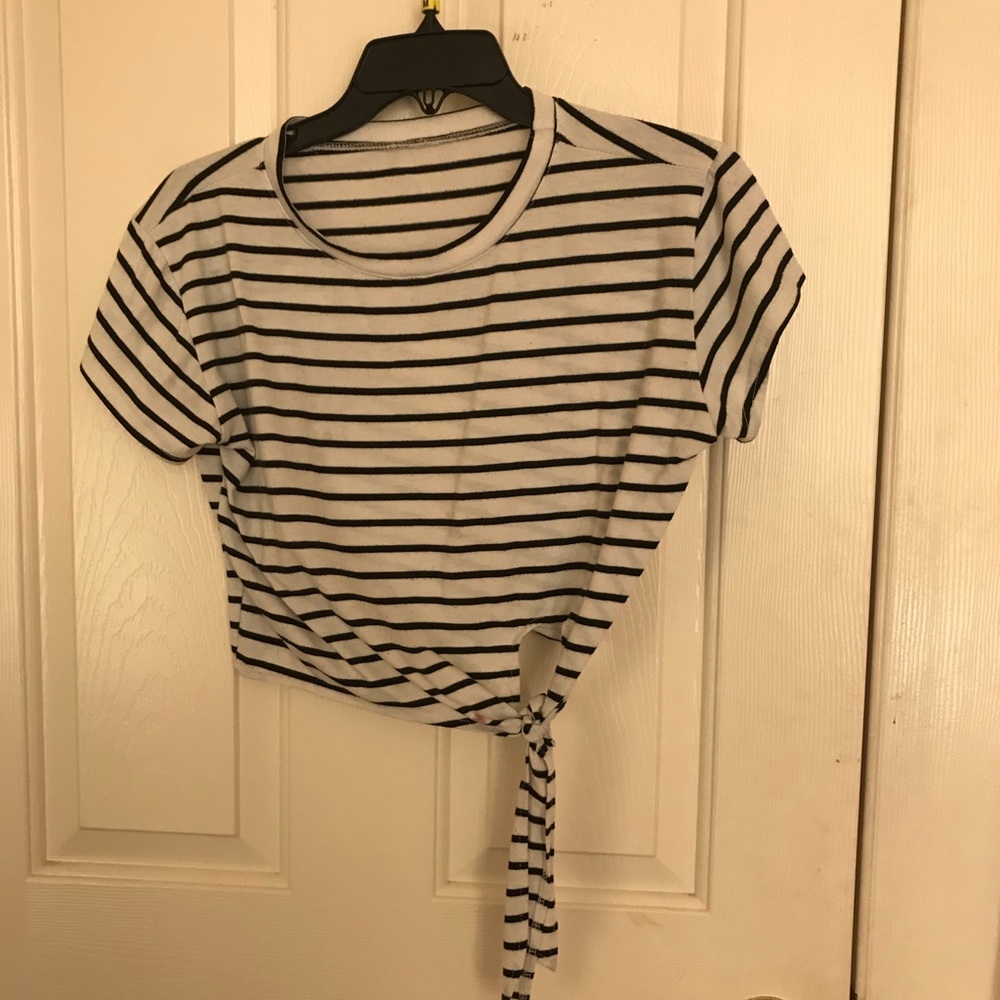 Black and white crop top.